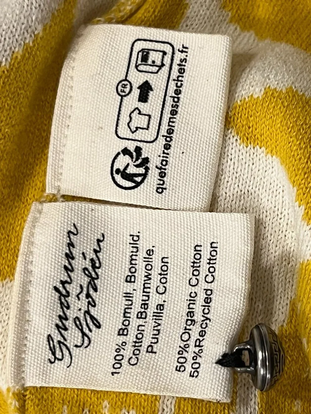 Gudren Sjoeden Anemone Jacquard Knit Cardigan Lemon Yellow, XL
